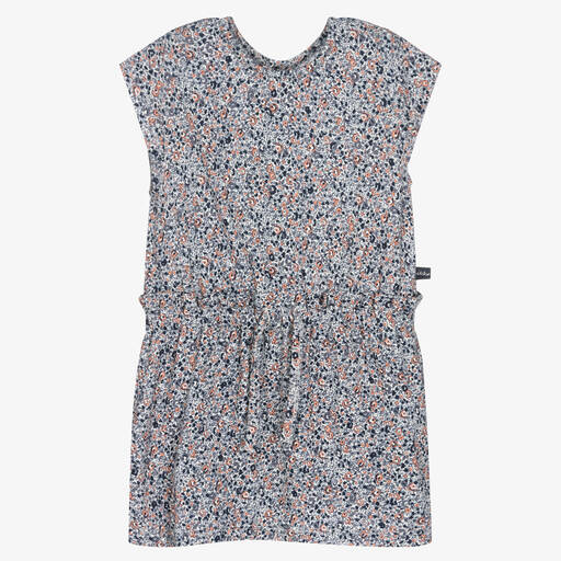 IKKS-Girls Blue Floral Viscose Dress | Childrensalon Outlet