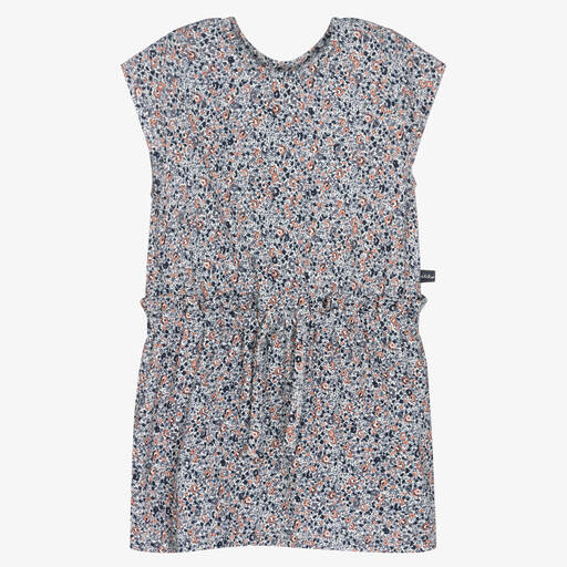 IKKS-Girls Blue Floral Viscose Dress | Childrensalon Outlet