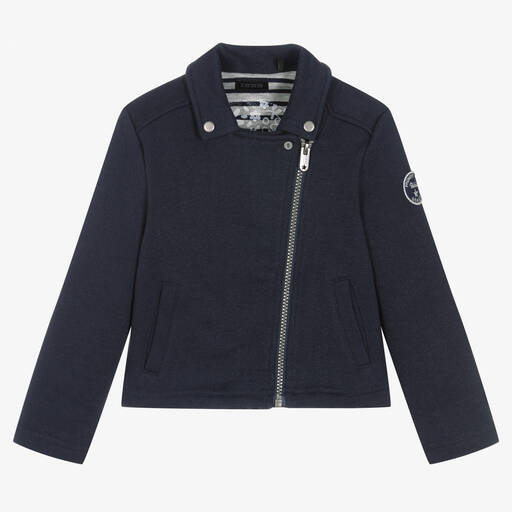 IKKS-Girls Blue Glitter Jersey Jacket | Childrensalon Outlet