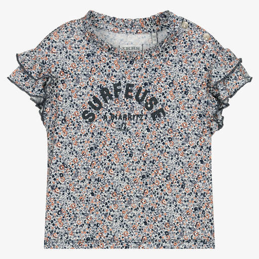 IKKS-Girls Blue & Pink Floral Top | Childrensalon Outlet