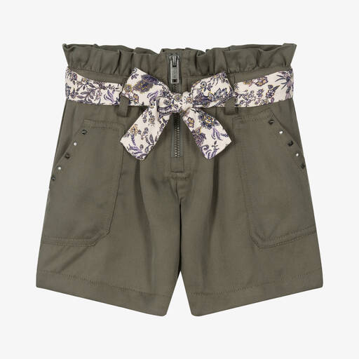 IKKS-Girls Green Belted Shorts | Childrensalon Outlet