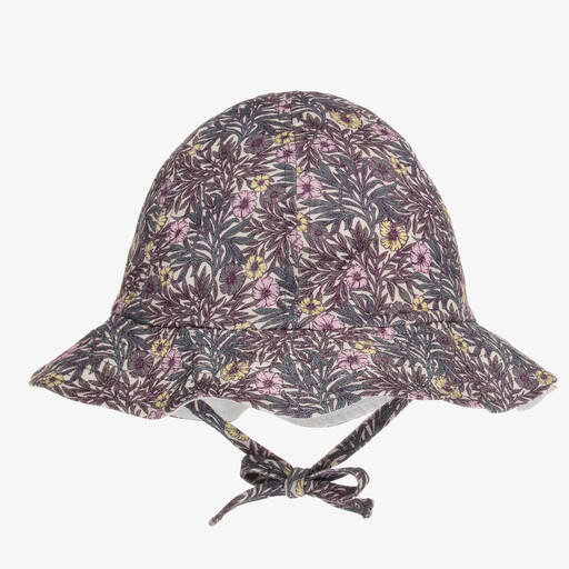 IKKS-Girls Grey & Purple Floral Hat | Childrensalon Outlet