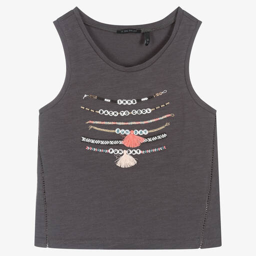 IKKS-Girls Grey Sleeveless T-Shirt | Childrensalon Outlet