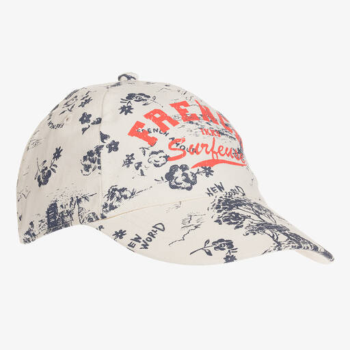 IKKS-Girls Ivory & Blue Print Cotton Cap | Childrensalon Outlet