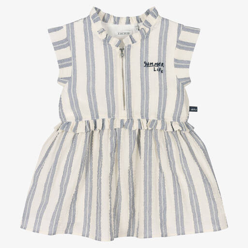 IKKS-Girls Ivory & Blue Stripe Dress | Childrensalon Outlet