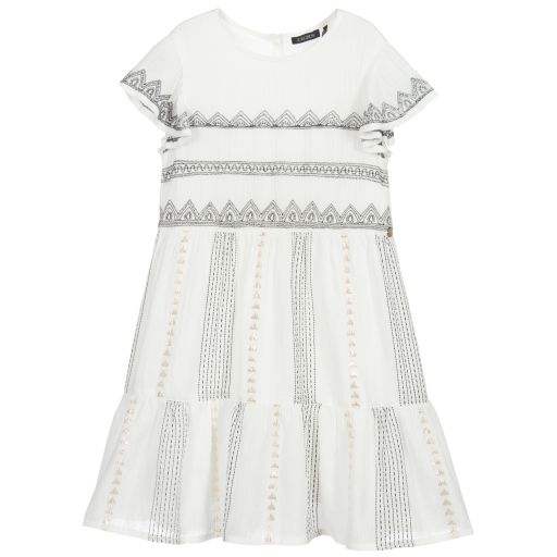 IKKS-Girls Ivory Cotton Dress | Childrensalon Outlet