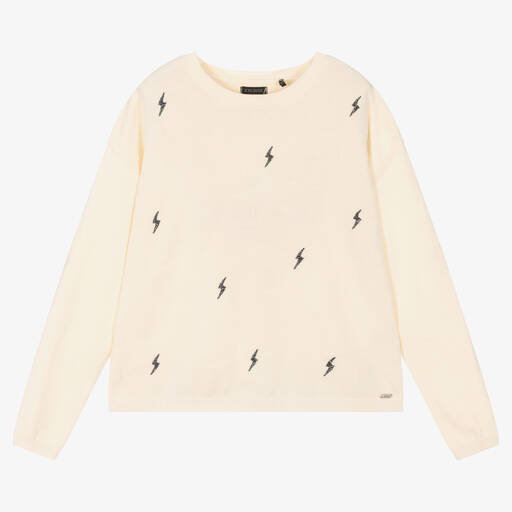 IKKS-Girls Ivory Cotton Jumper | Childrensalon Outlet