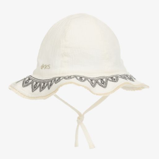 IKKS-Girls Ivory Cotton Sun Hat | Childrensalon Outlet