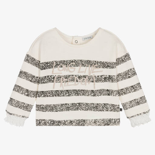 IKKS-Girls Ivory Floral Sweatshirt | Childrensalon Outlet