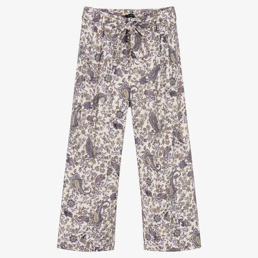 IKKS-Girls Ivory Paisley Print Trousers | Childrensalon Outlet