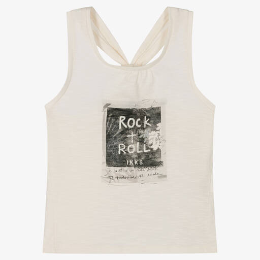 IKKS-Girls Ivory Sleeveless T-Shirt | Childrensalon Outlet