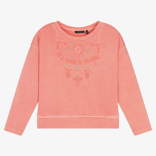 IKKS-Girls Orange Cotton Sweatshirt | Childrensalon Outlet
