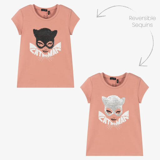 IKKS-Girls Pink Catwoman T-Shirt | Childrensalon Outlet