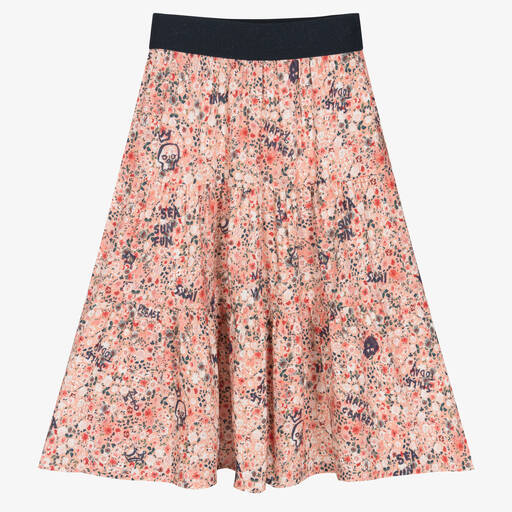 IKKS-Girls Pink Floral Viscose Skirt | Childrensalon Outlet