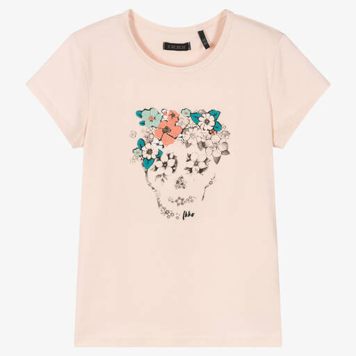 IKKS-Girls Pink Skull Print T-Shirt | Childrensalon Outlet