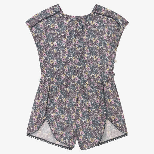 IKKS-Girls Purple Floral Playsuit | Childrensalon Outlet