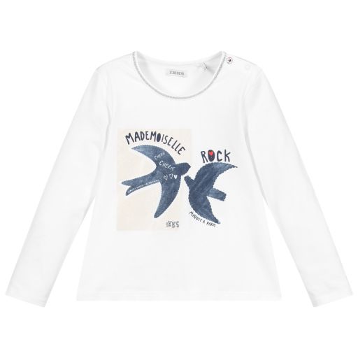 IKKS-Girls White Organic Cotton Top | Childrensalon Outlet