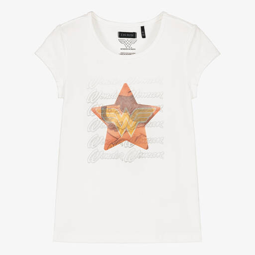 IKKS-Girls White Wonder Woman T-Shirt | Childrensalon Outlet