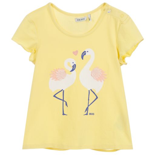 IKKS-Girls Yellow Flamingo T-Shirt | Childrensalon Outlet