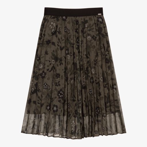 IKKS-Green Floral Plissé Skirt | Childrensalon Outlet