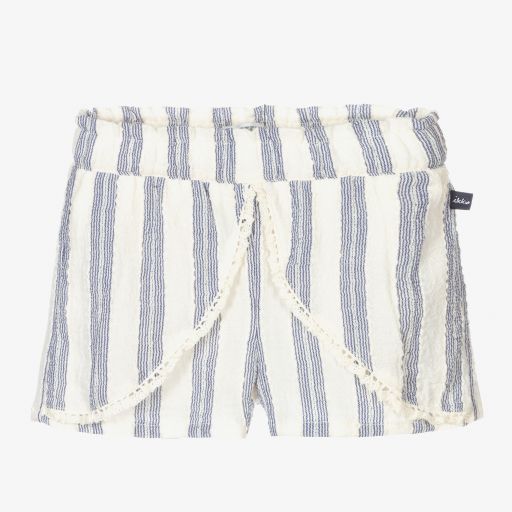 IKKS-Ivory & Blue Striped Shorts | Childrensalon Outlet