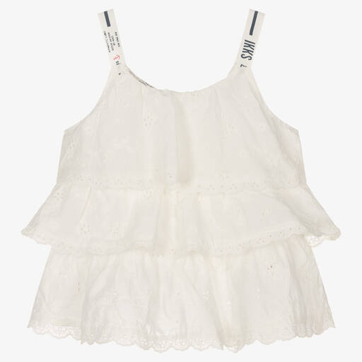 IKKS-Ivory Cotton Broderie Anglaise Top | Childrensalon Outlet