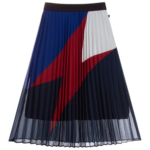 IKKS-Long Blue & Red Chiffon Skirt | Childrensalon Outlet