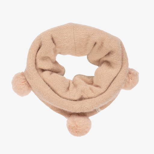IKKS-Pink Pom-Pom Knitted Snood | Childrensalon Outlet