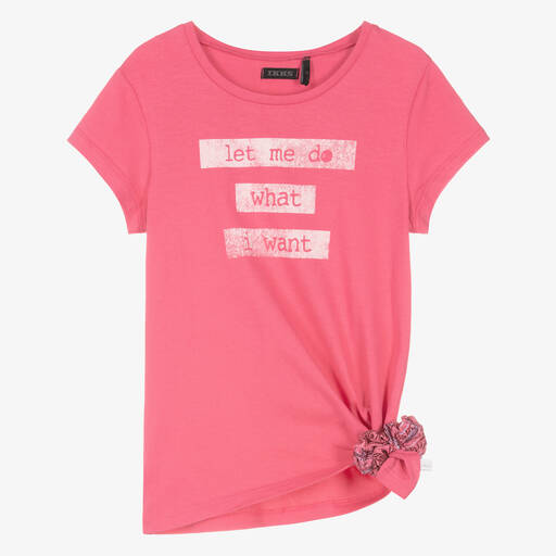 IKKS-Pinkes T-Shirt mit seitlichem Knoten | Childrensalon Outlet