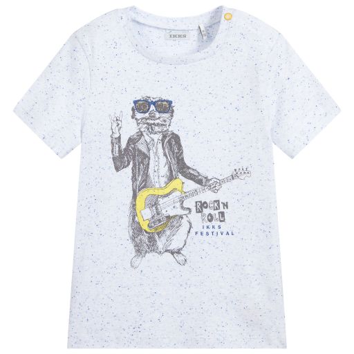 IKKS-White & Blue Speckled T-Shirt | Childrensalon Outlet