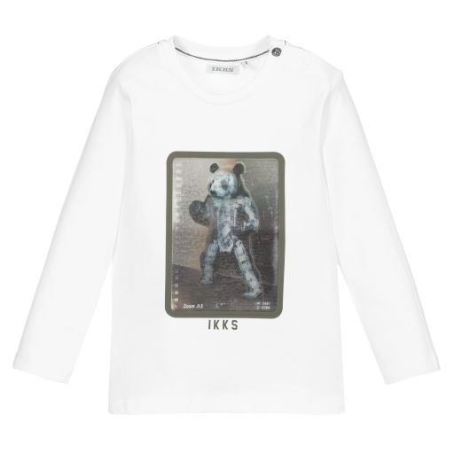 IKKS-White Organic Cotton Panda Top | Childrensalon Outlet