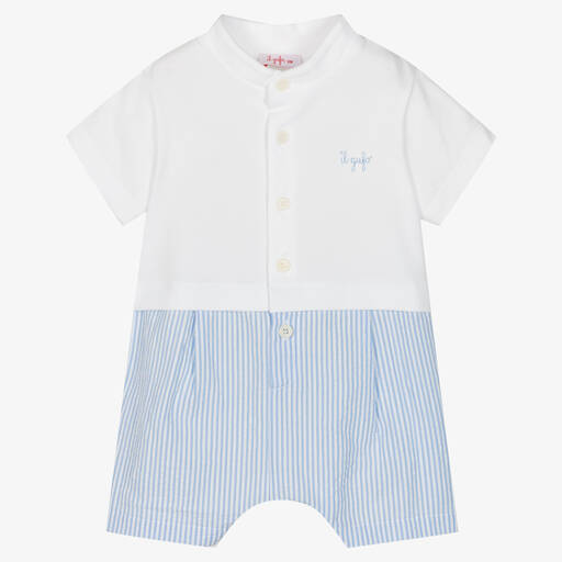 Il Gufo-Бело-голубой хлопковый песочник | Childrensalon Outlet