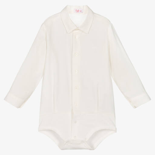 Il Gufo-Baby Boys White Cotton Bodysuit With Long Sleeves | Childrensalon Outlet