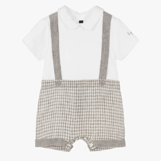 Il Gufo-Baby Boys White & Grey Shortie | Childrensalon Outlet