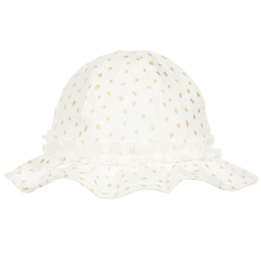 Il Gufo-Baby Girls White & Gold Hat | Childrensalon Outlet