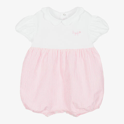 Il Gufo-Baby Girls White & Pink Cotton Shortie | Childrensalon Outlet