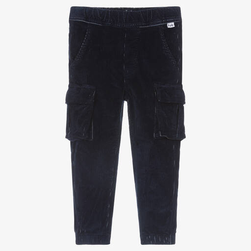 Il Gufo-Blue Corduroy Cargo Trousers | Childrensalon Outlet