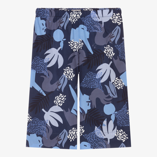 Il Gufo-Blue Floral Cotton Culottes | Childrensalon Outlet