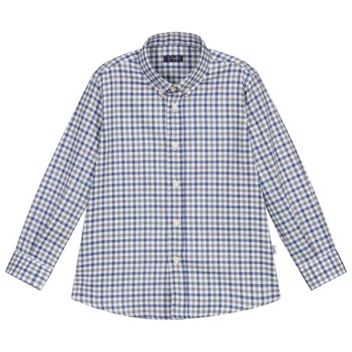 Il Gufo-Рубашка из хлопка в синюю и серую клетку | Childrensalon Outlet