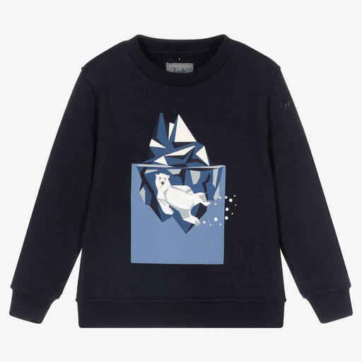 Il Gufo-Blue Polar Bear Sweatshirt | Childrensalon Outlet