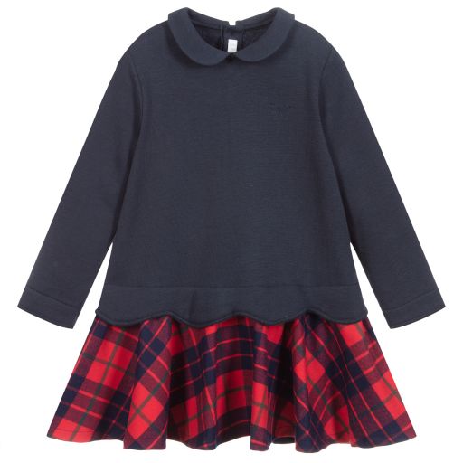 Il Gufo-Blue & Red Tartan Dress | Childrensalon Outlet
