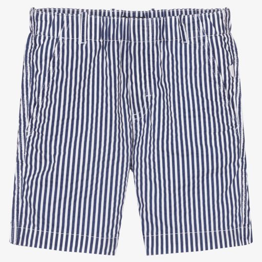 Il Gufo-Blue Stripe Bermuda Shorts | Childrensalon Outlet