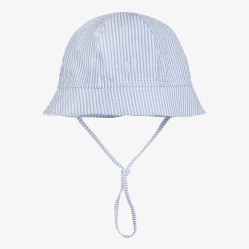 Il Gufo-Seersucker-Sonnenhut blau gestreift | Childrensalon Outlet