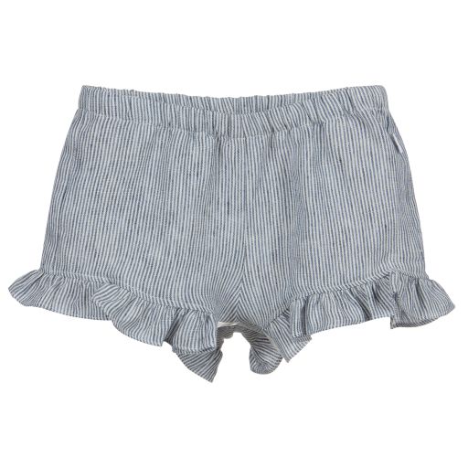 Il Gufo-Blau gestreifte Leinenshorts | Childrensalon Outlet