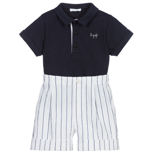 Il Gufo-Blaues Oberteil mit weißen Shorts | Childrensalon Outlet