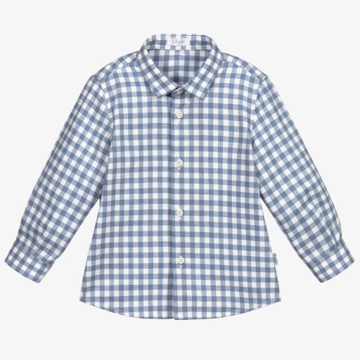 Il Gufo-Chemise à carreaux bleue et blanche | Childrensalon Outlet