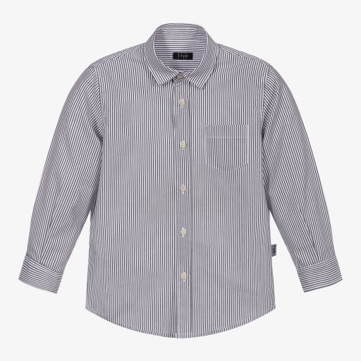Il Gufo-Blue & White Striped Shirt | Childrensalon Outlet