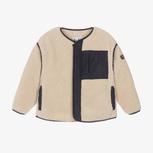 Il Gufo-Boys Beige and Navy Fleece Jacket | Childrensalon Outlet