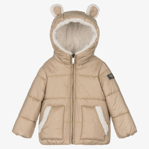 Il Gufo-Boys Beige Hooded Puffer Jacket | Childrensalon Outlet