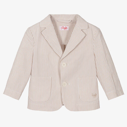 Il Gufo-Boys Beige Pinstripe Cotton Blazer  | Childrensalon Outlet